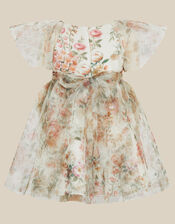 Baby Noa Floral Print Tulle Party Dress, Multi (MULTI), large