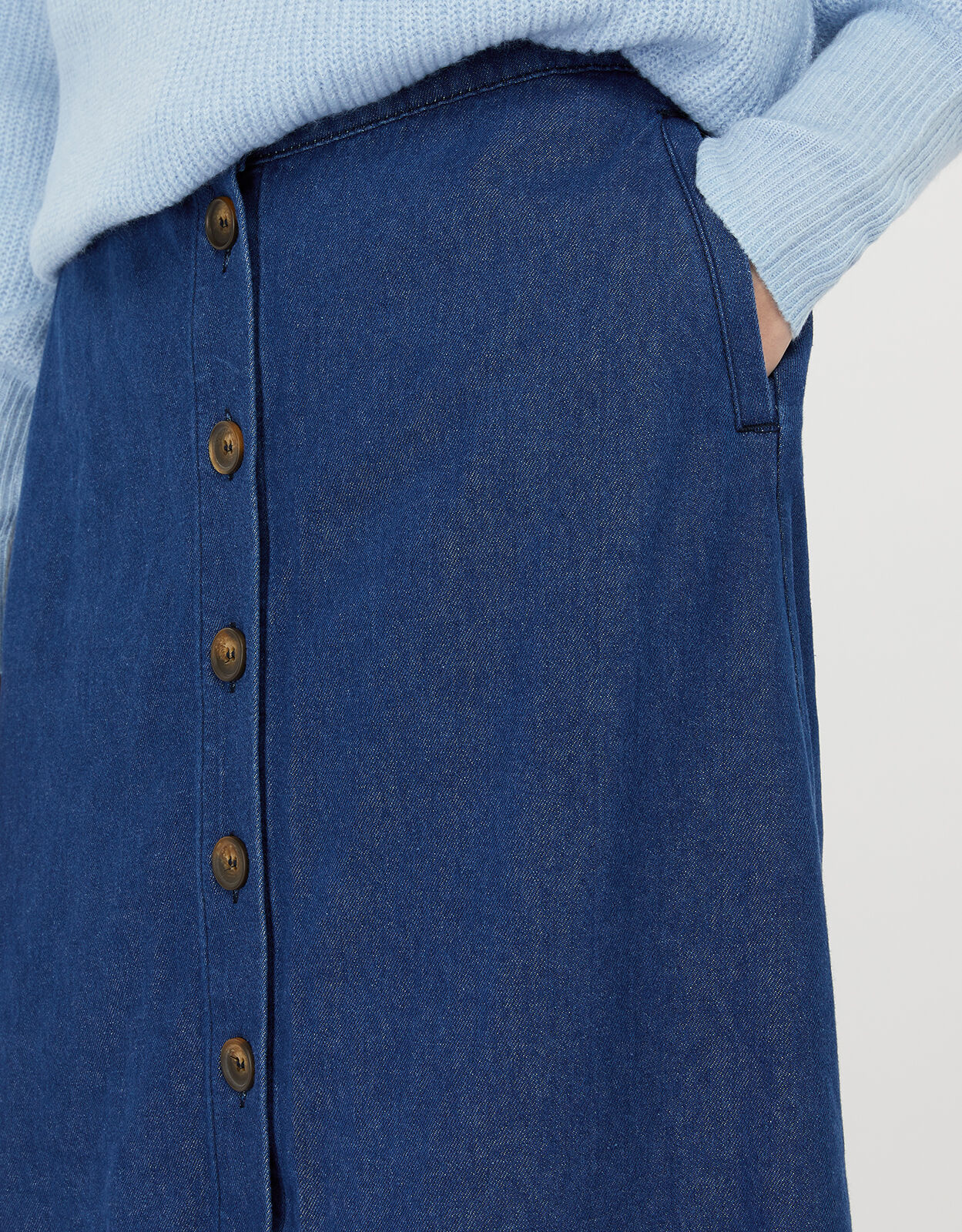 Monsoon blue 73 denim skirt hot sale