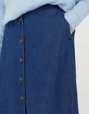 Tori Denim Midi Skirt in Organic Cotton, Blue (DENIM BLUE), large