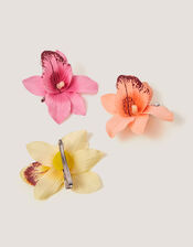 3-Pack Orchid Flower Hair Clips, , large