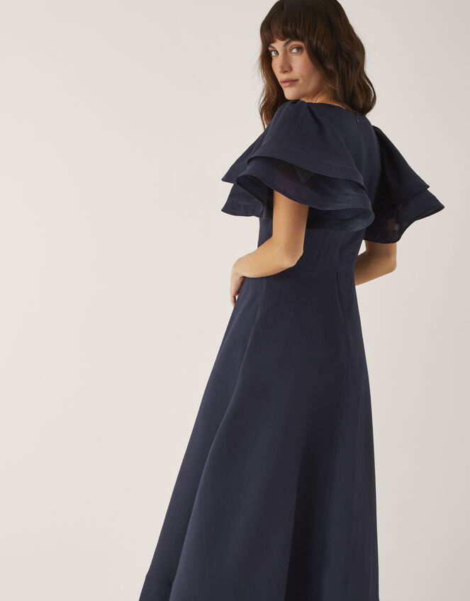 Patricia Ruffle Sleeve Midi Dress, Blue (NAVY), large
