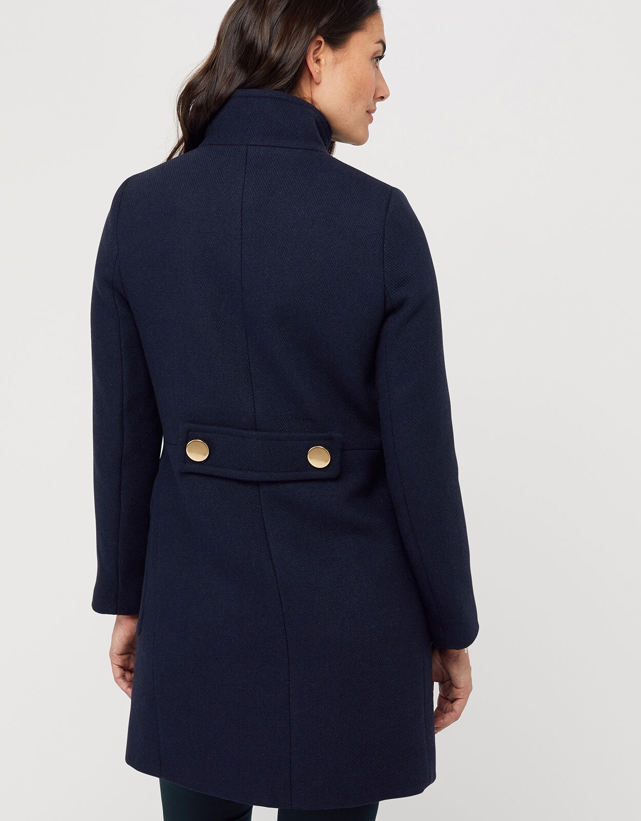 Louis Funnel Neck Coat Blue