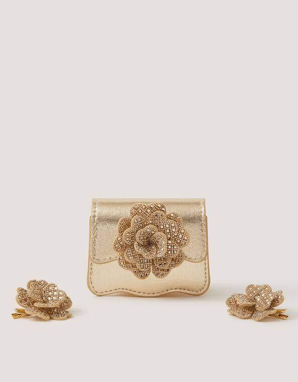 Diamant&eacute; Flower Bag & Hair Clips Set, , large