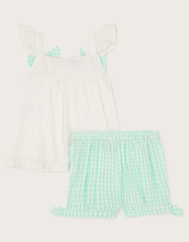 Baby Broderie Gingham Set, Green (MINT), large