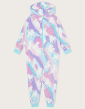 Super-Soft Marble Unicorn Sleepsuit in Recycled Polyester, Blue (AQUA), large