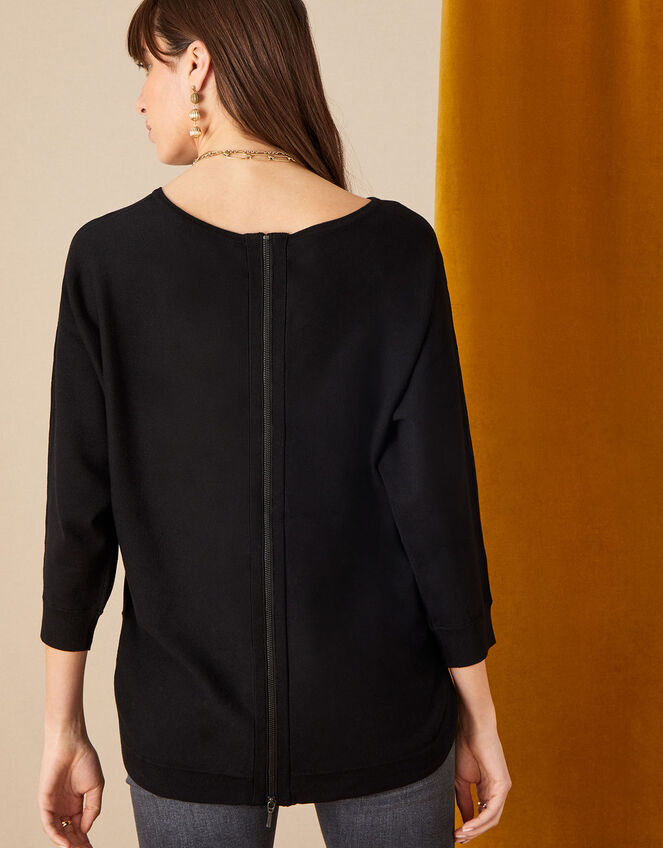 Zeena Zip-Back Hem Jumper , Black (BLACK), large