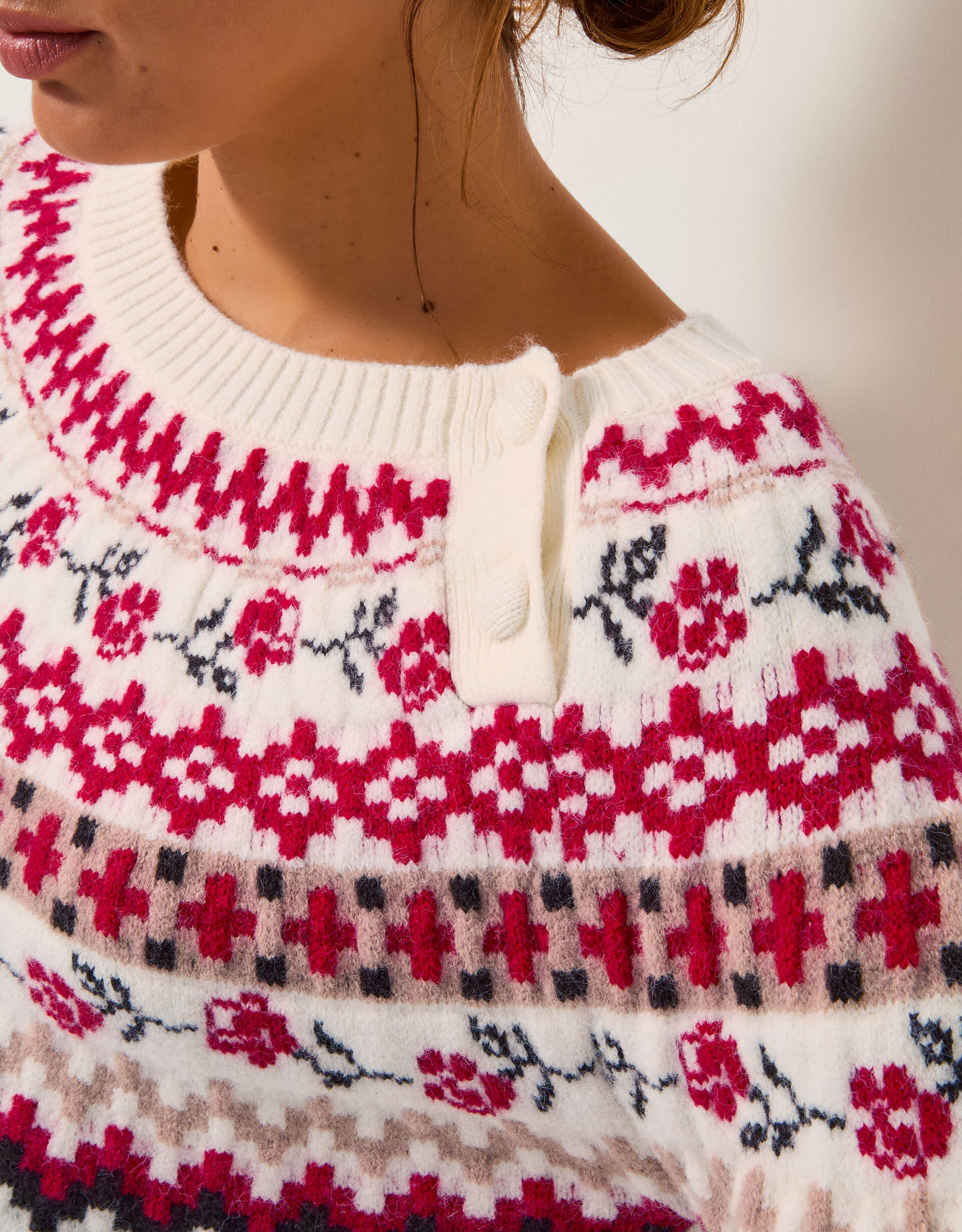 Rhi Floral Fair Isle Jumper Ivory | Jumpers | Monsoon UK.