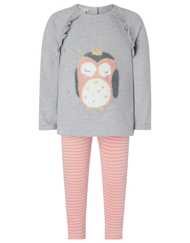 Baby Owl Sweatshirt and Leggings Set, Grey (GREY), large