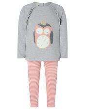 Baby Owl Sweatshirt and Leggings Set, Grey (GREY), large