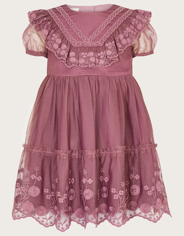 Baby Embroidered Mesh Dress, Purple (LILAC), large