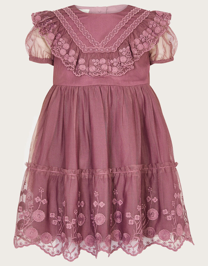 Baby Embroidered Mesh Dress, Purple (LILAC), large