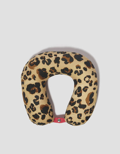 Leopard Print Travel Pillow, Natural (NEUTRAL), large