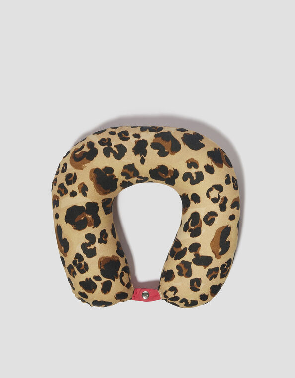Leopard Print Travel Pillow, Natural (NEUTRAL), large