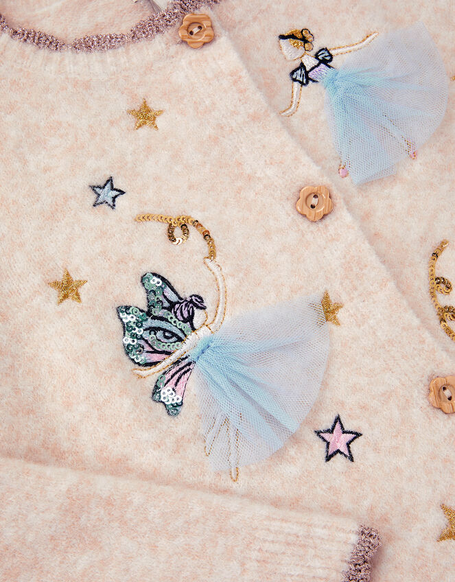 Fairy Star Embroidered Cardigan, Camel (OATMEAL), large