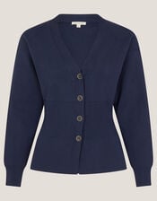 Suzy Fitted V-Neck Cardigan, Blue (NAVY), large