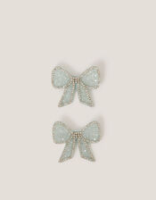 2-Pack Embellished Bow Hair Clips, , large