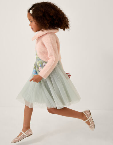 Faux Fur Collar Cardigan, Pink (PINK), large