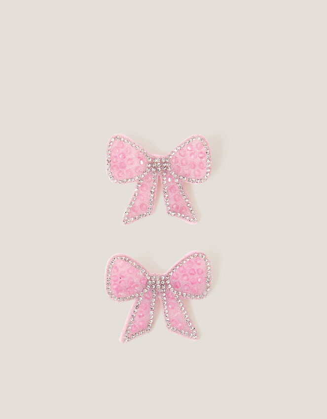 2-Pack Embellished Bow Hair Clips, , large