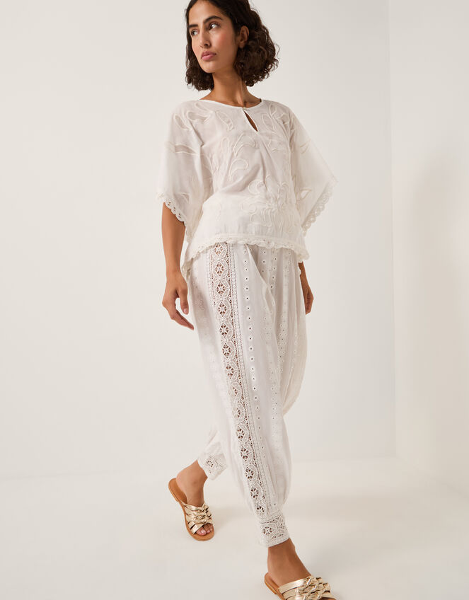 Aija Cutwork Boxy Blouse, White (WHITE), large