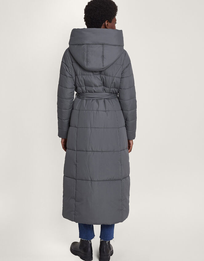 Flossy Funnel Hood Maxi Padded Coat Grey Women's Coats Monsoon UK.