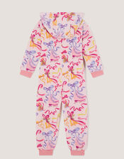 Bow Print Fleece Onesie, Pink (PINK), large