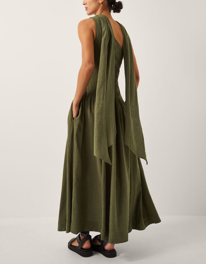 The India Edit Leila One Shoulder Maxi Dress, Green (KHAKI), large