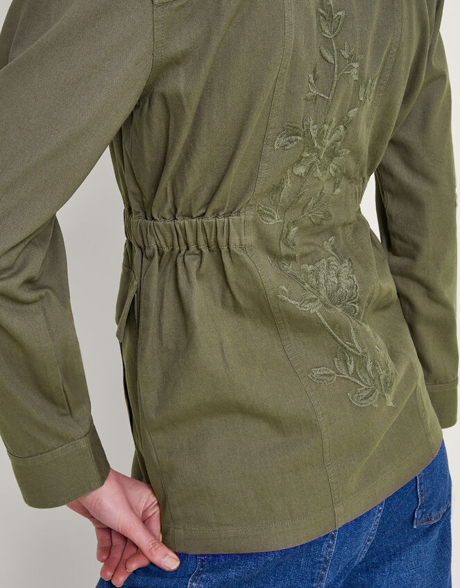 Lyria Embroidered Utility Jacket, Green (KHAKI), large