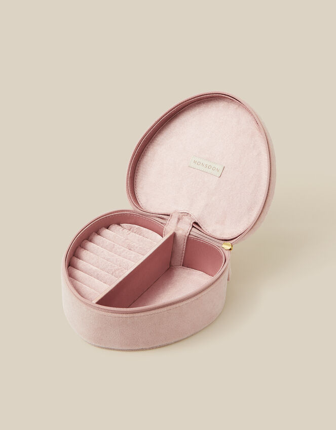 Embellished Heart Velvet Initial Jewellery Box, Pink (PINK), large