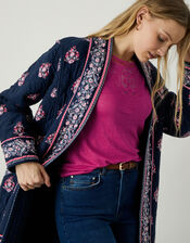Heritage Print Border Quilted Jacket, Blue (NAVY), large