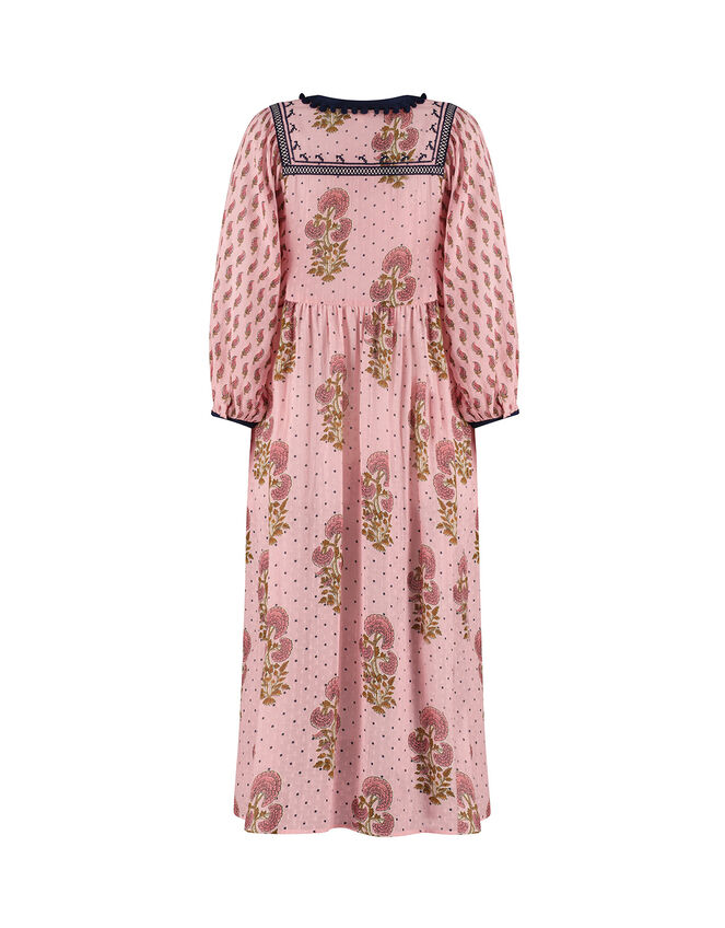 East Dotty Print Embroidered Midi Dress, Pink (PINK), large