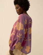 East Hendrix Batik Floral Top, Purple (LILAC), large