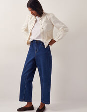 Louisa Frill Denim Jacket, Ecru (ECRU), large