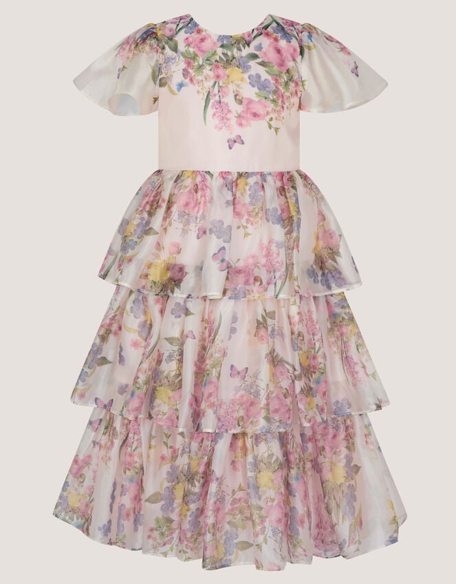 Botanical Print Tiered Party Dress, Multi (MULTI), large