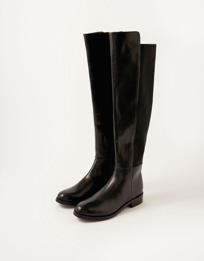 Olivia Leather Riding Boots, Black (BLACK), large