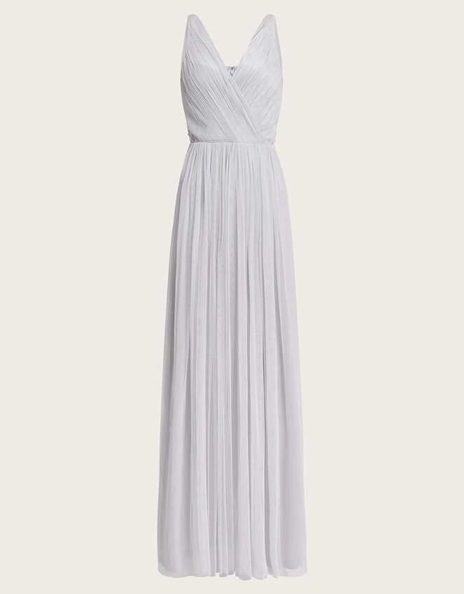 Anne Mesh Maxi Dress, Silver (SILVER), large