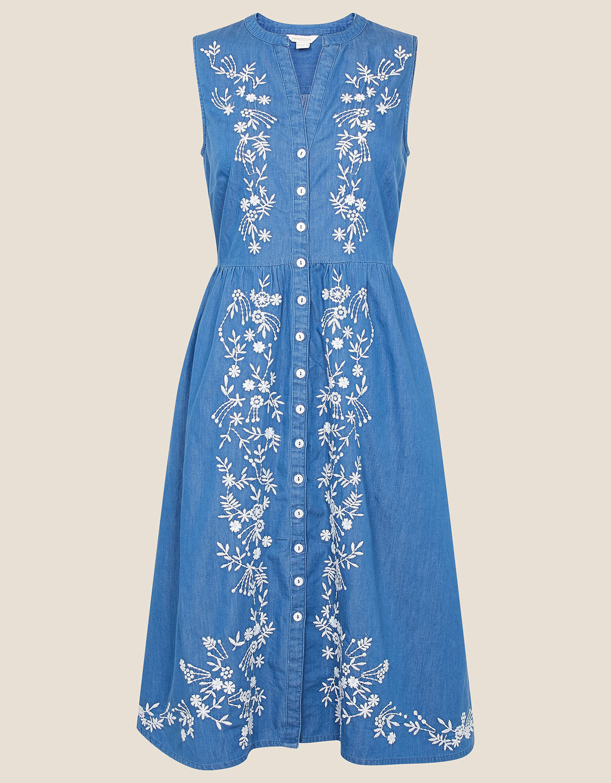 Floral Embroidered Dress Blue