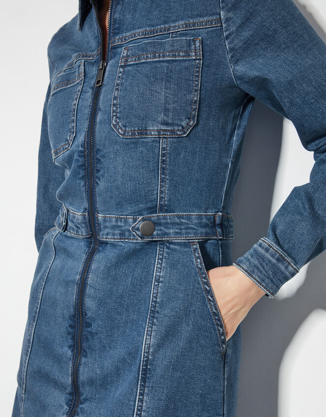 Margo Long Sleeve Denim Mini Dress, Blue (DENIM BLUE), large