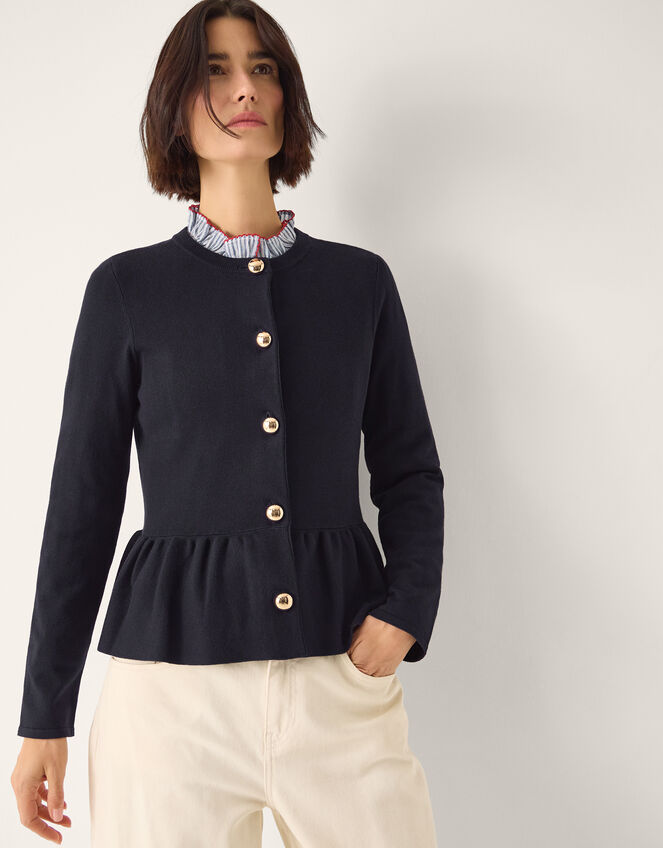 Prune Peplum Cardigan Blue