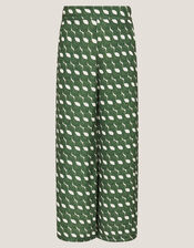 Maren Geometric Print Wide Leg Trousers, Green (GREEN), large