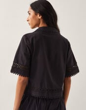 Irina Short Sleeve Lace Shirt, Black (BLACK), large