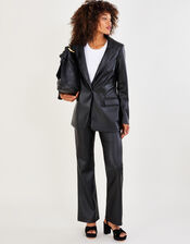 Beth PU Blazer in Recycled Polyester, Black (BLACK), large