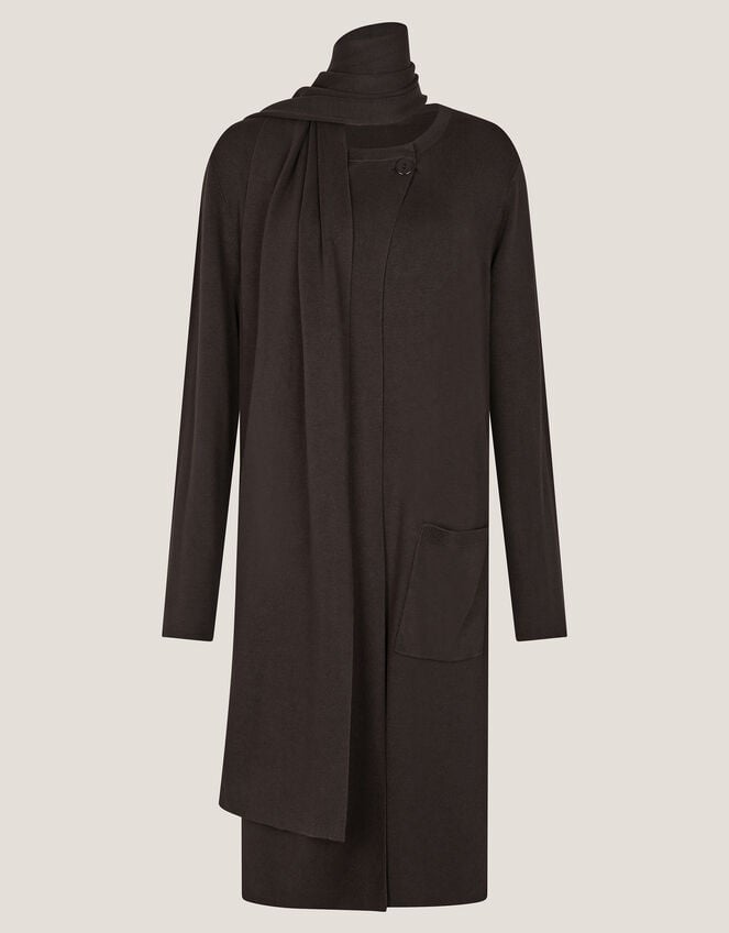 Santi Longline Cardigan & Scarf, Brown (CHOCOLATE), large