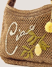 Ada Embroidered Woven Shoulder Bag, , large