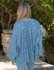 Lyrical Sisters Grace Geometric Print Blouse, Blue (BLUE), large