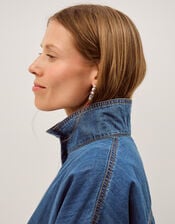 Gwen Funnel Neck Denim Jacket, Blue (DENIM BLUE), large