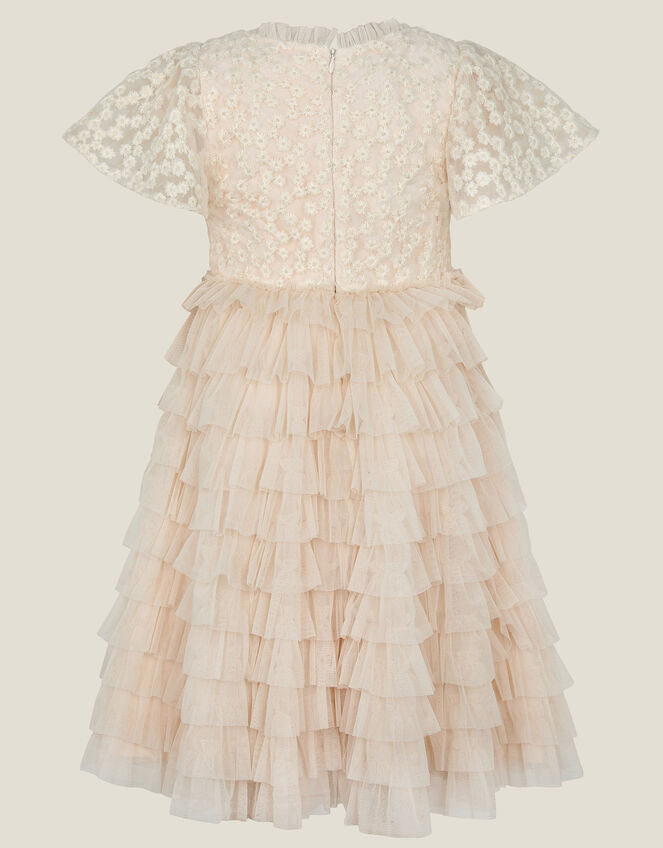 Taylor Daisy Embroidered Party Dress, White (WARM IVORY), large