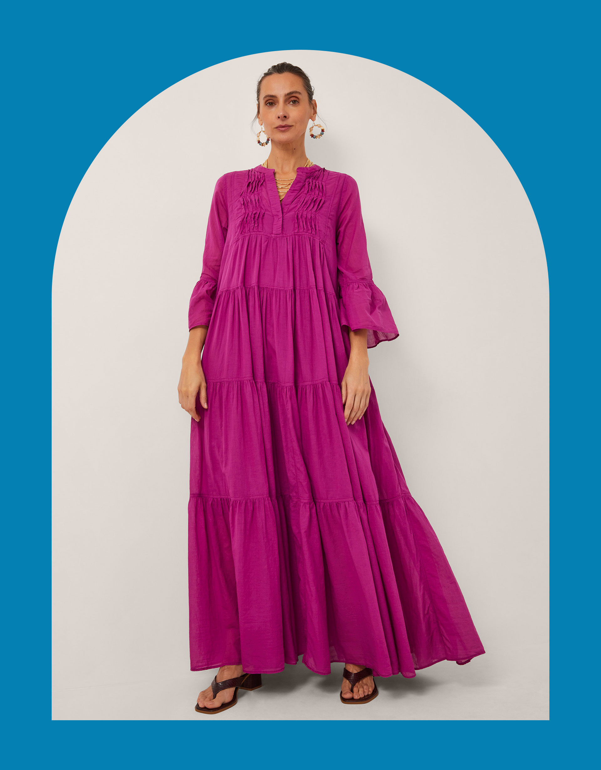Devotion Twins Ocean Voile Maxi Dress Pink