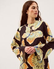 Clemence Aurelie Butterfly Mini Tunic Dress, Black (BLACK), large