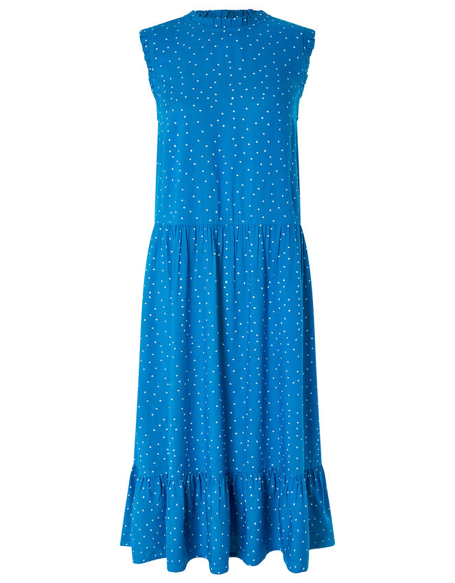 Spot Tiered Midi Dress in LENZING™ ECOVERO™, Blue (BLUE), large