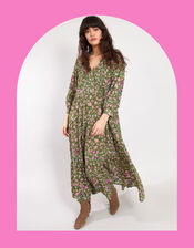 East Floral Print Maxi Dress, Green (GREEN), large